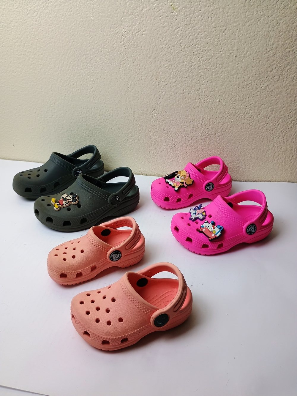 Kids Classic Clog Shoes - Black, Pink & Peach